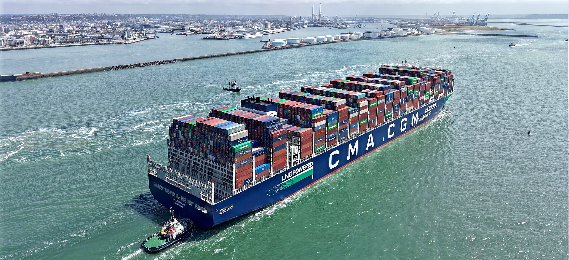 Illustrative image: Container ship CMA CGM Seine arriving at Port 2000, Le Havre